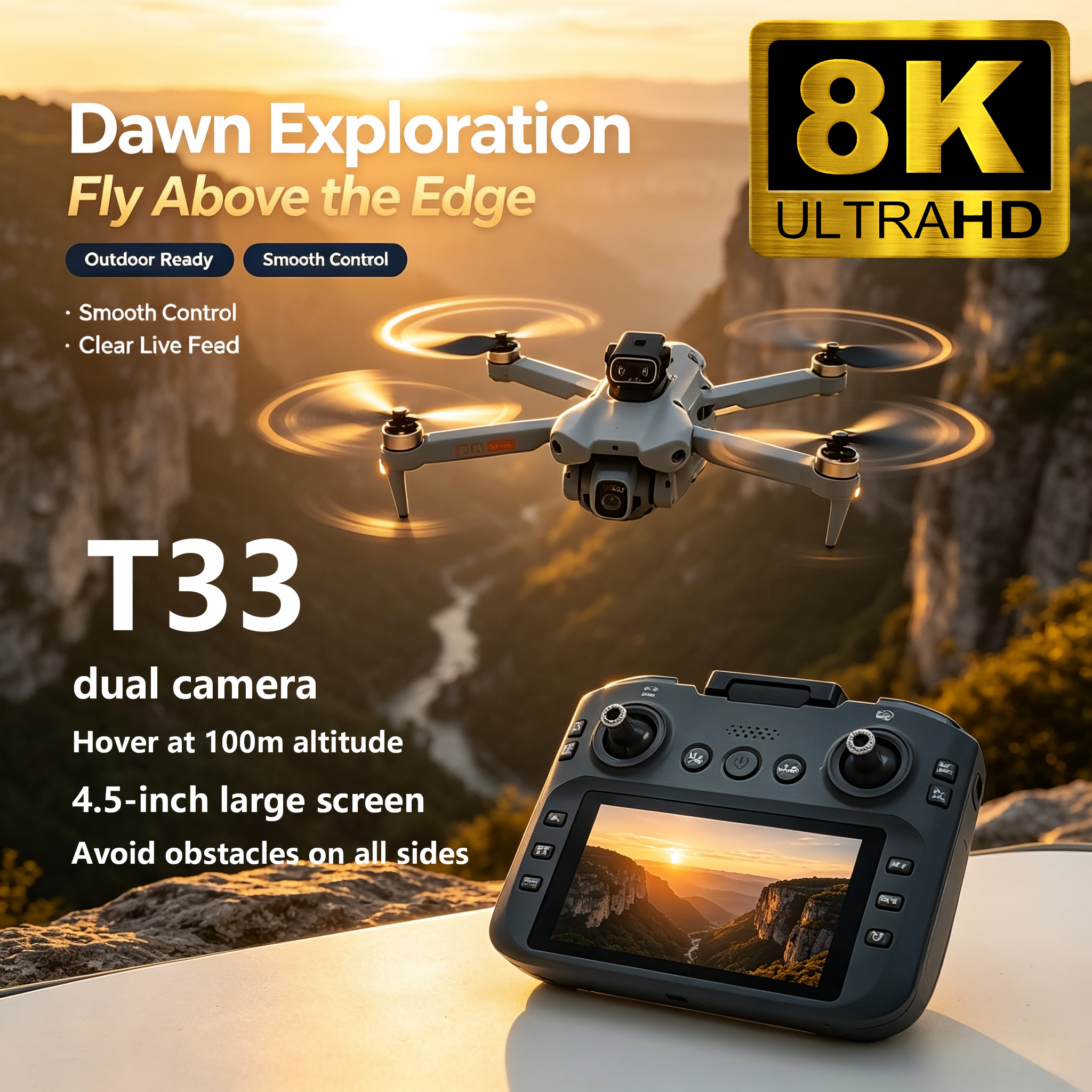 Upgrade T33 Drone Aerial 8K HD - Drone Mapping のレビューと価格